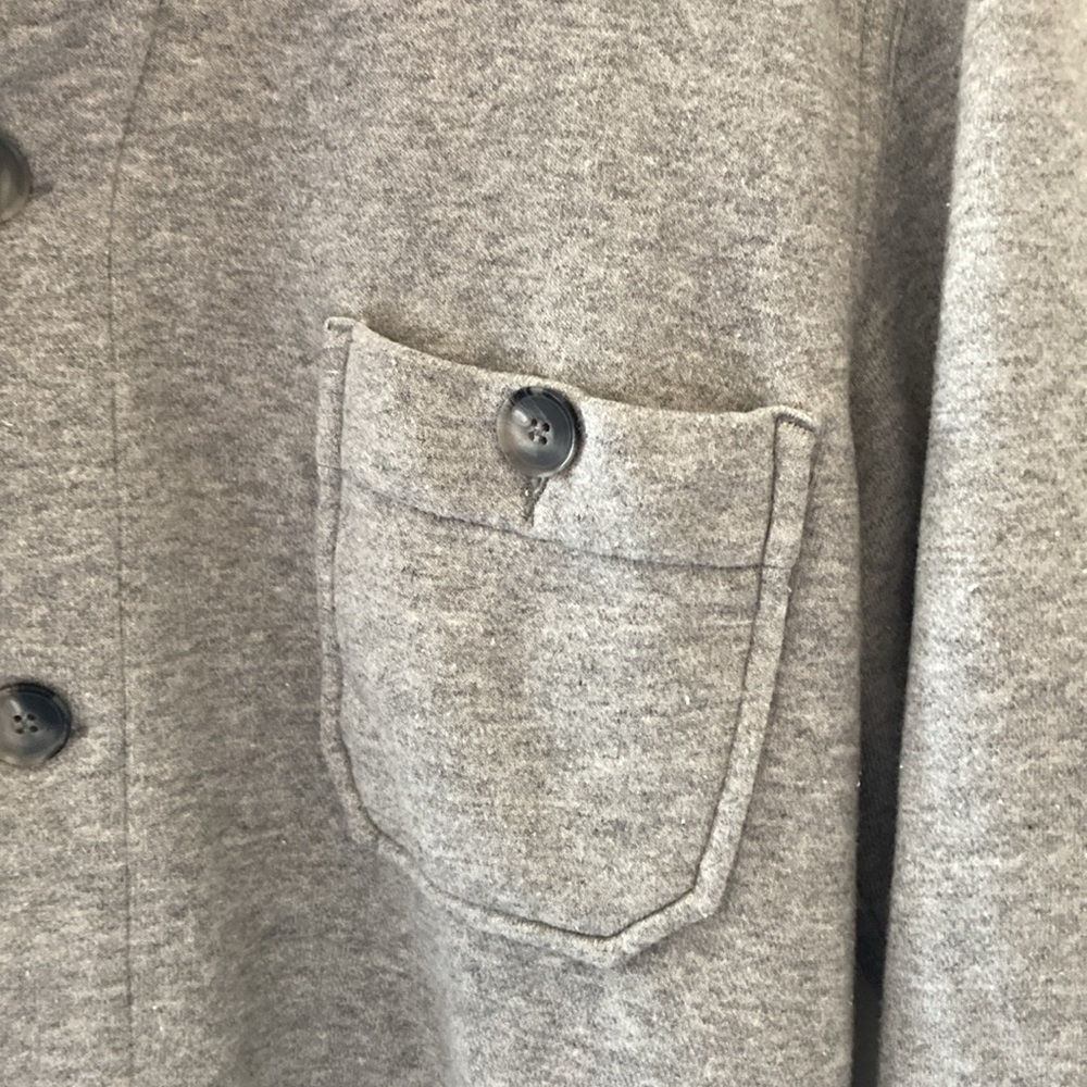 Officine Generale French Terry Button-Up Shirt Sweatshirt Heather Grey Fleece - Picture 3 of 8